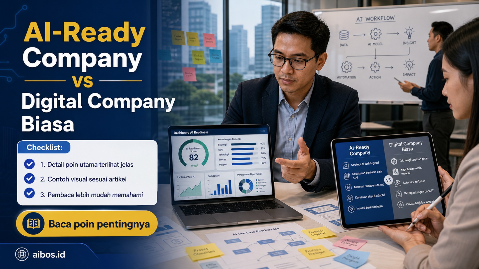 Ilustrasi AI untuk bisnis - AI-Ready Company vs Digital Company Biasa