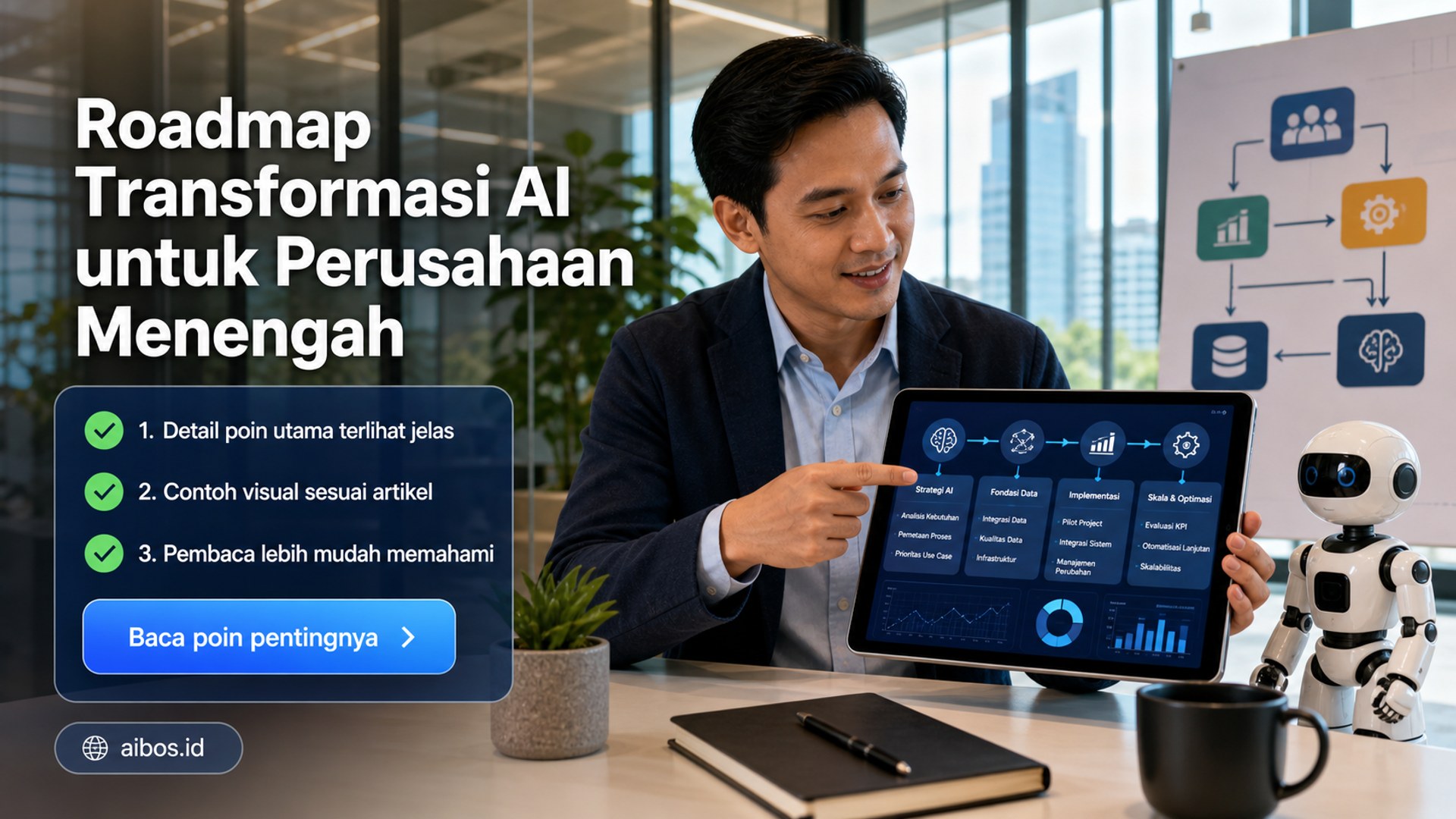 Ilustrasi AI untuk bisnis - Roadmap Transformasi AI untuk Perusahaan Menengah