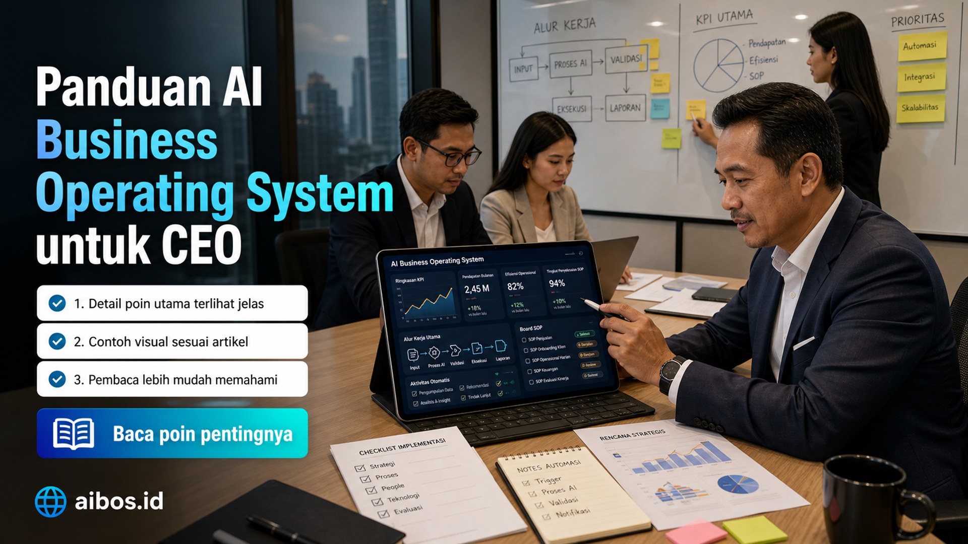 Ilustrasi AI untuk bisnis - Panduan AI Business Operating System untuk CEO