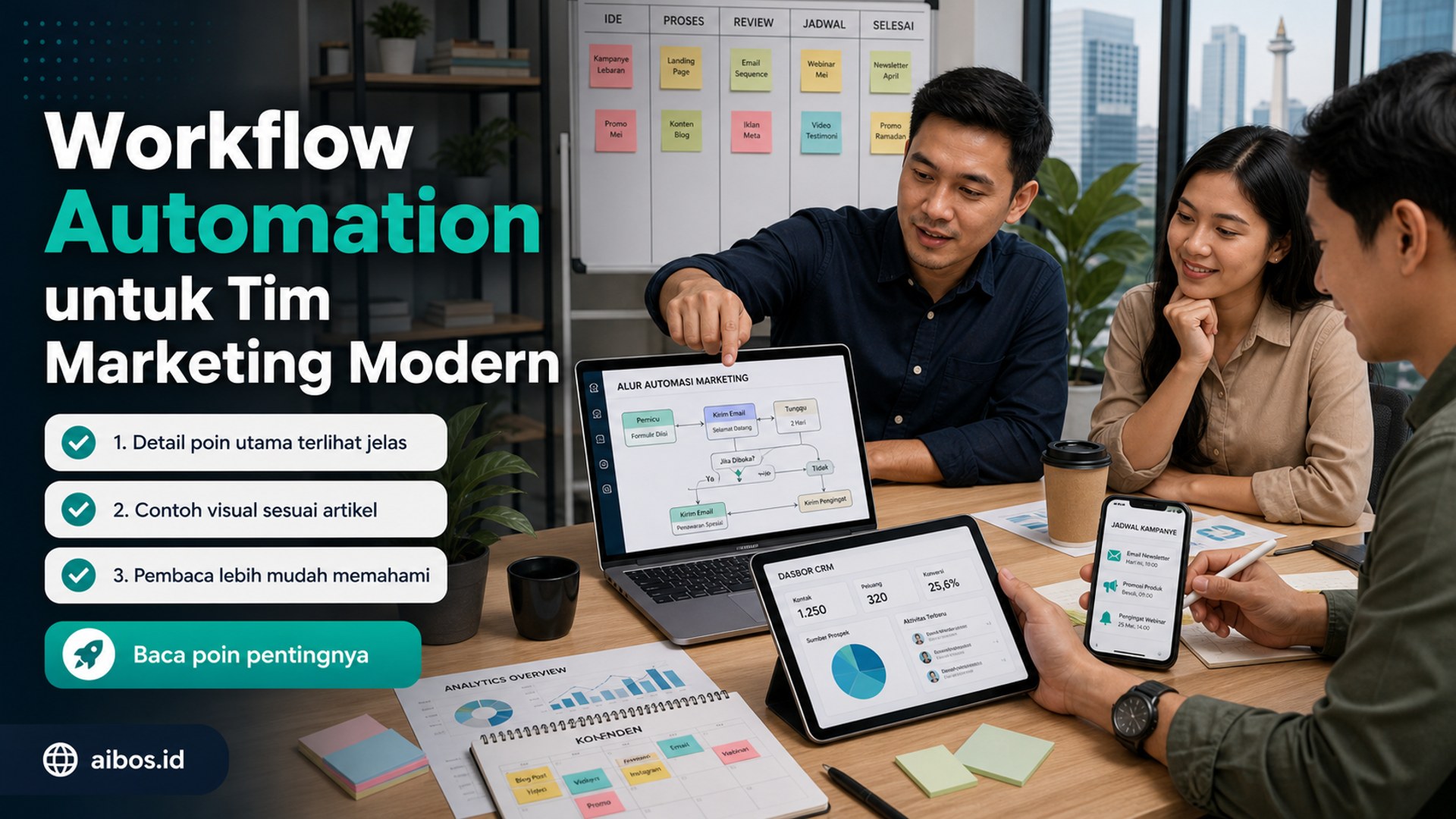 Ilustrasi AI untuk bisnis - Workflow Automation untuk Tim Marketing Modern