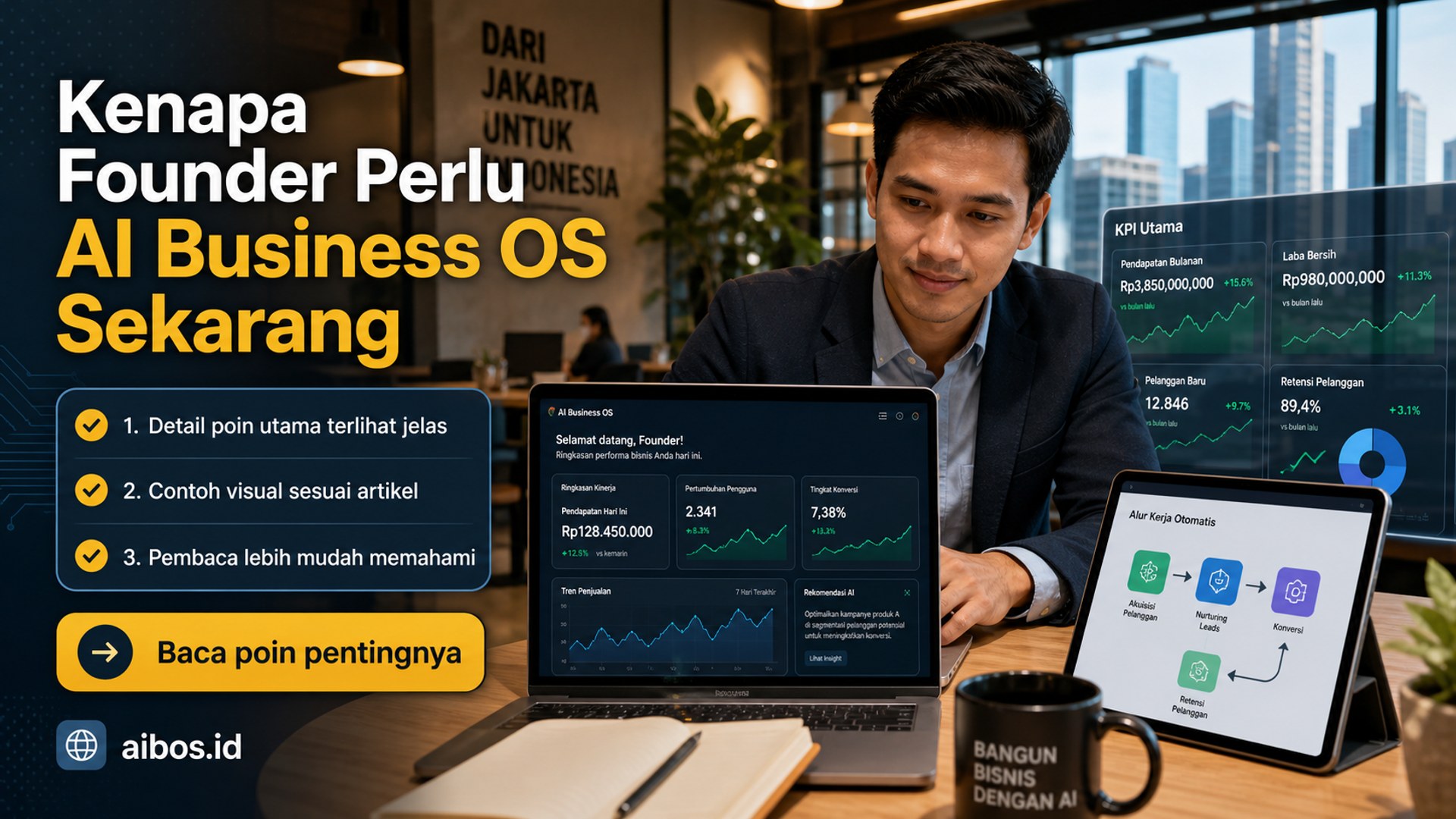 Ilustrasi AI untuk bisnis - Kenapa Founder Perlu AI Business OS Sekarang