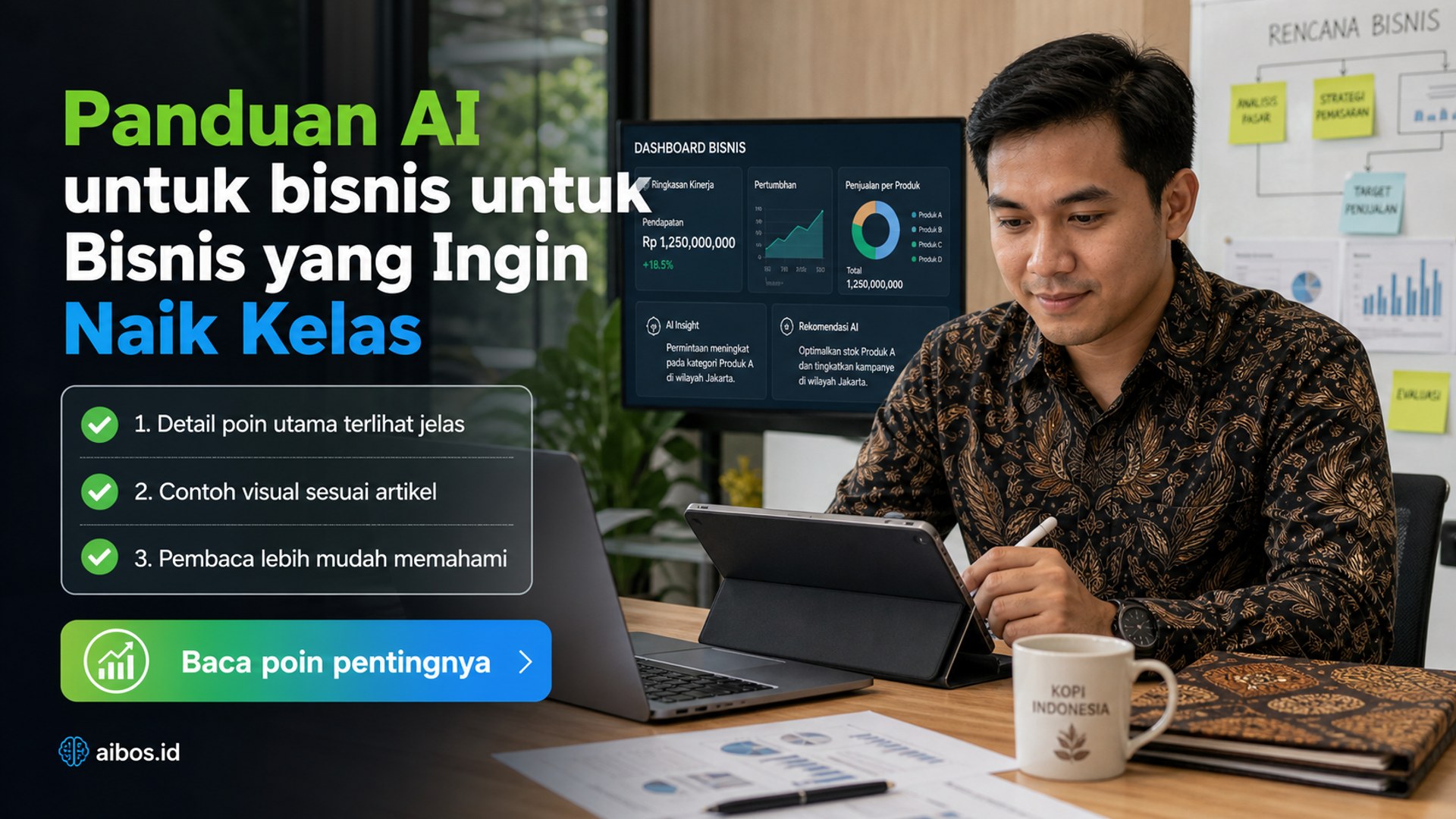 Ilustrasi Panduan AI untuk bisnis untuk Bisnis yang Ingin Naik Kelas