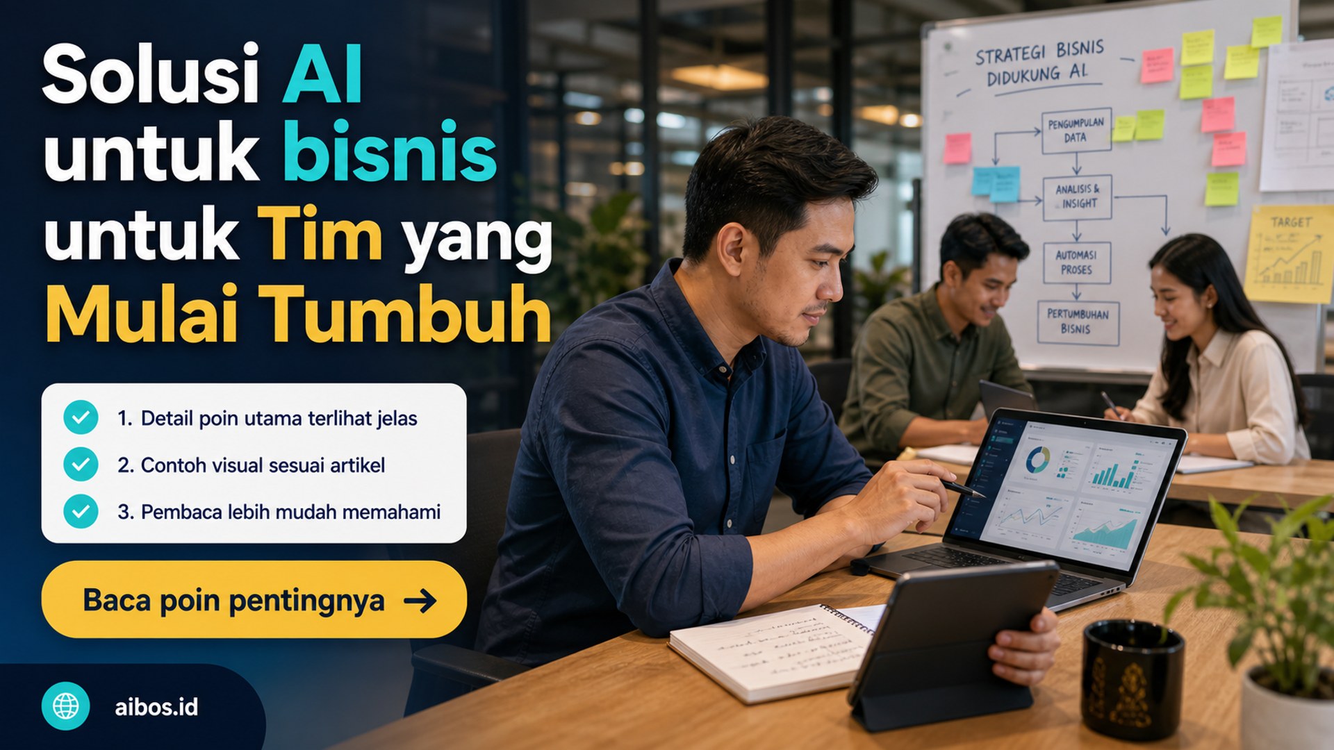 Ilustrasi Solusi AI untuk bisnis untuk Tim yang Mulai Tumbuh