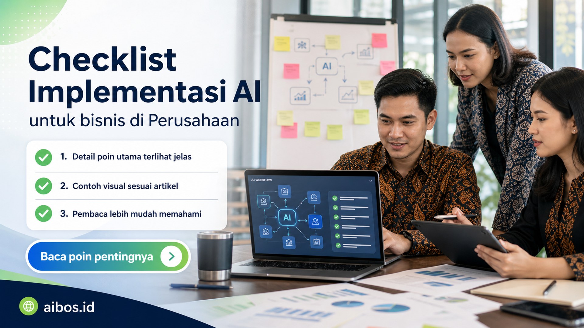Ilustrasi Checklist Implementasi AI untuk bisnis di Perusahaan