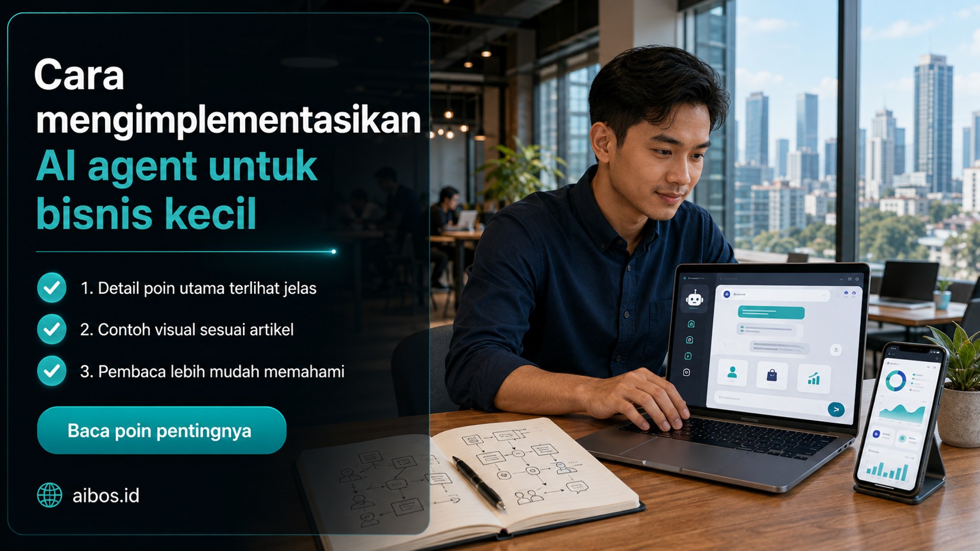 Ilustrasi AI untuk bisnis - Cara mengimplementasikan AI agent untuk bisnis kecil