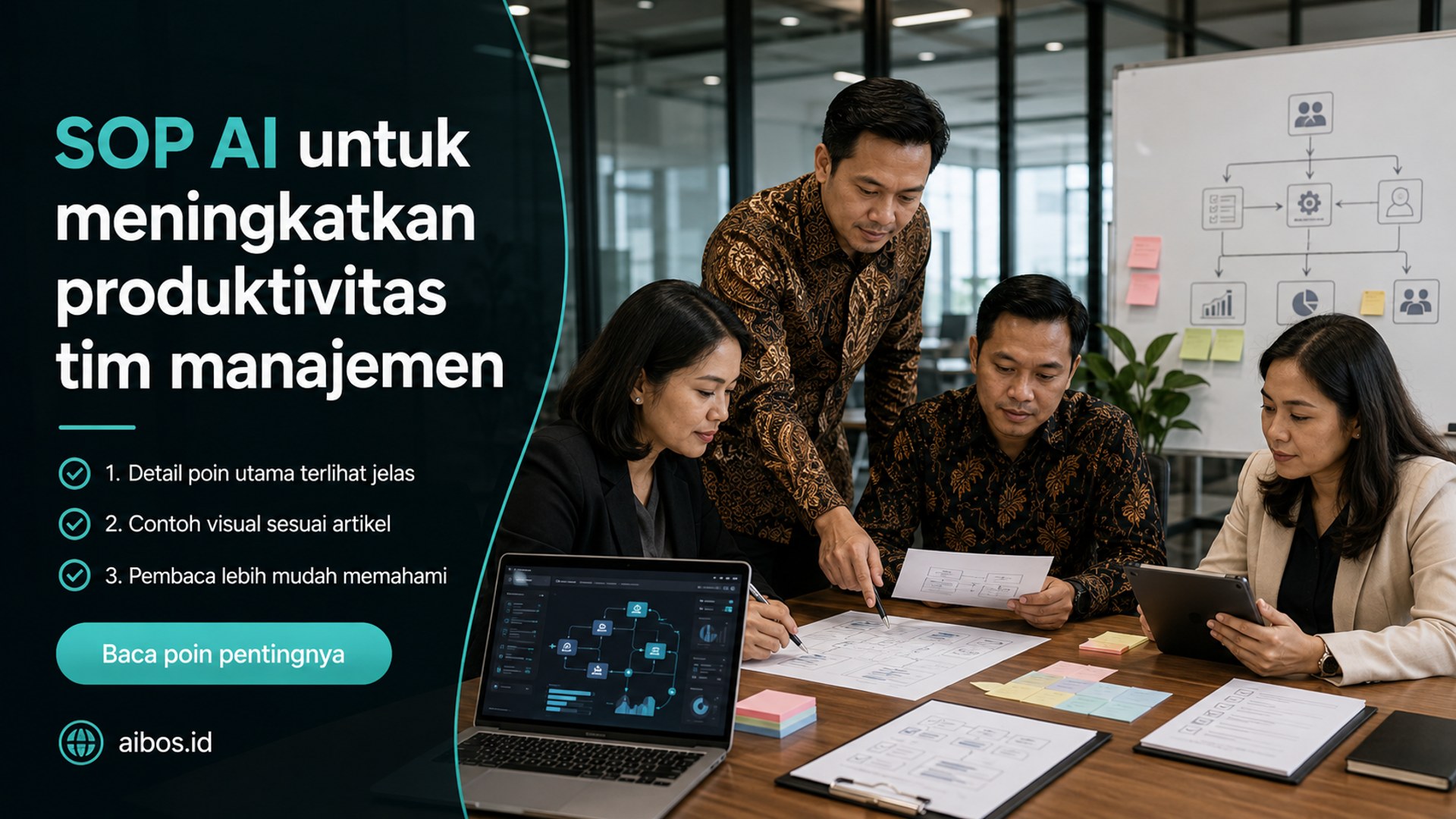 Ilustrasi AI untuk bisnis - SOP AI untuk meningkatkan produktivitas tim manajemen