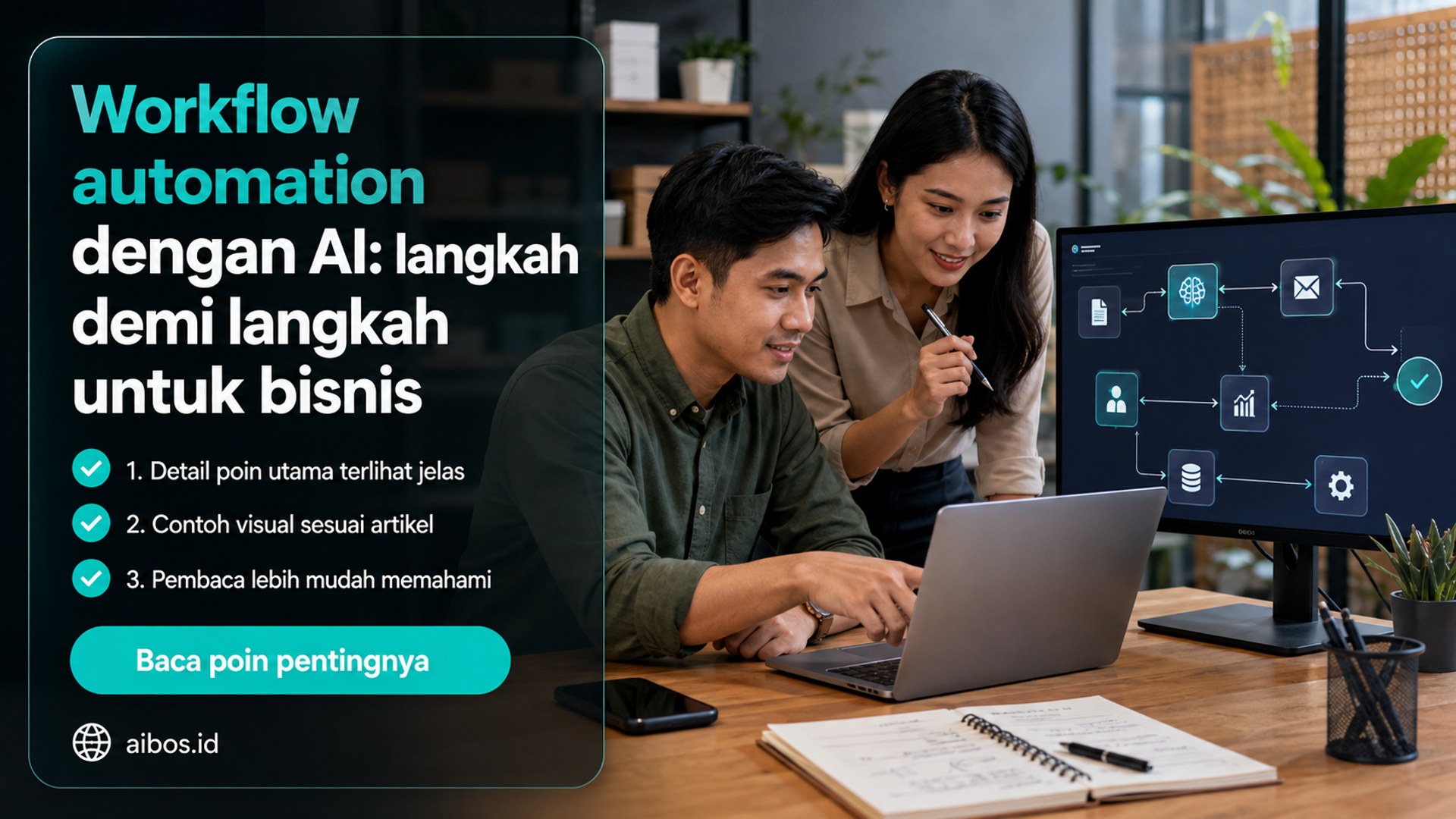 Ilustrasi AI untuk bisnis - Workflow automation dengan AI: langkah demi langkah untuk bisnis