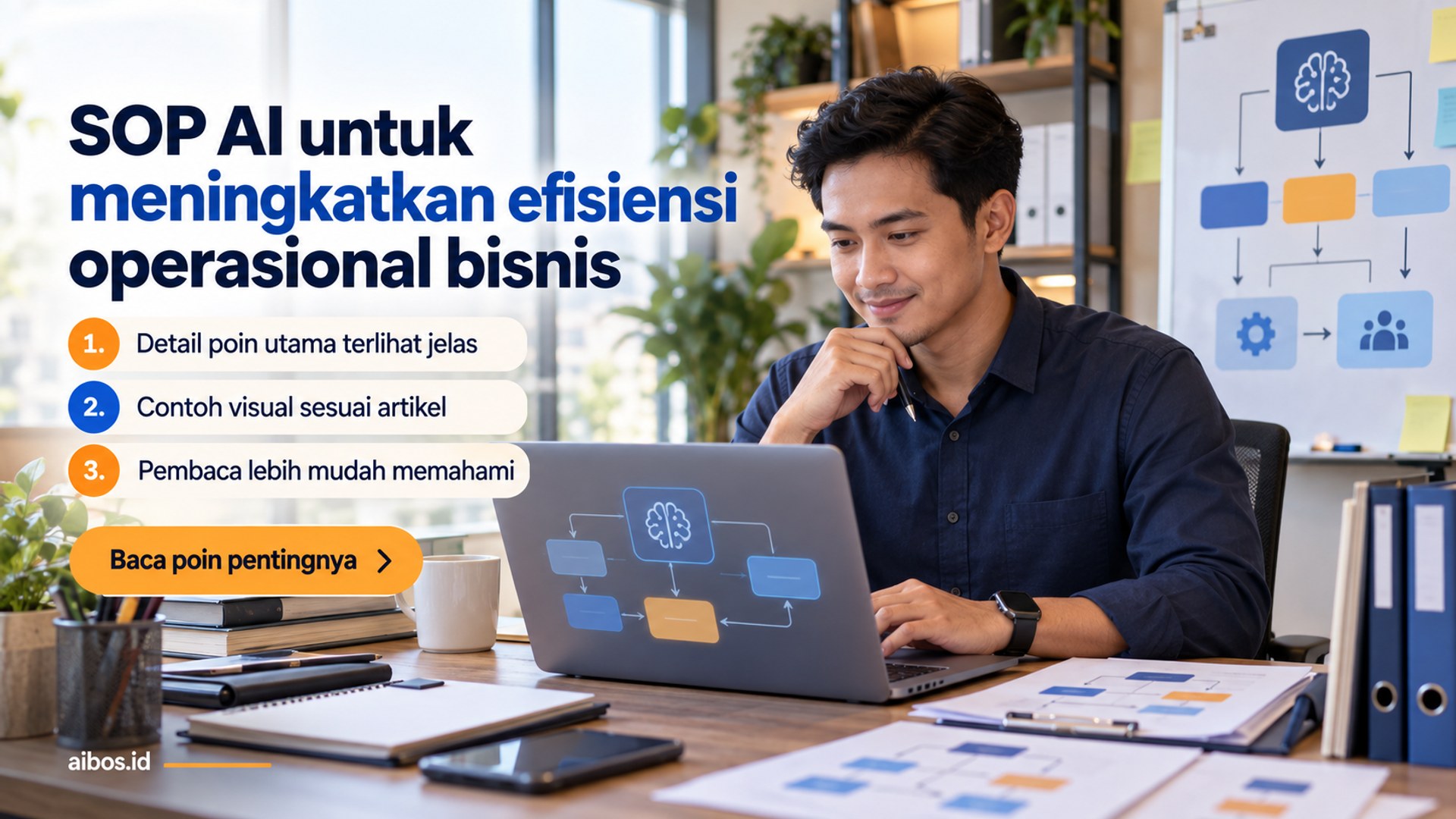 Ilustrasi AI untuk bisnis - SOP AI untuk meningkatkan efisiensi operasional bisnis