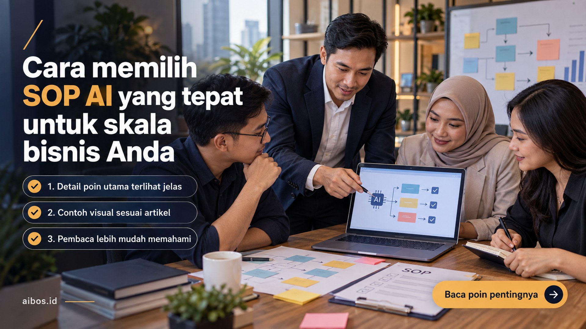 Ilustrasi AI untuk bisnis - Cara memilih SOP AI yang tepat untuk skala bisnis Anda
