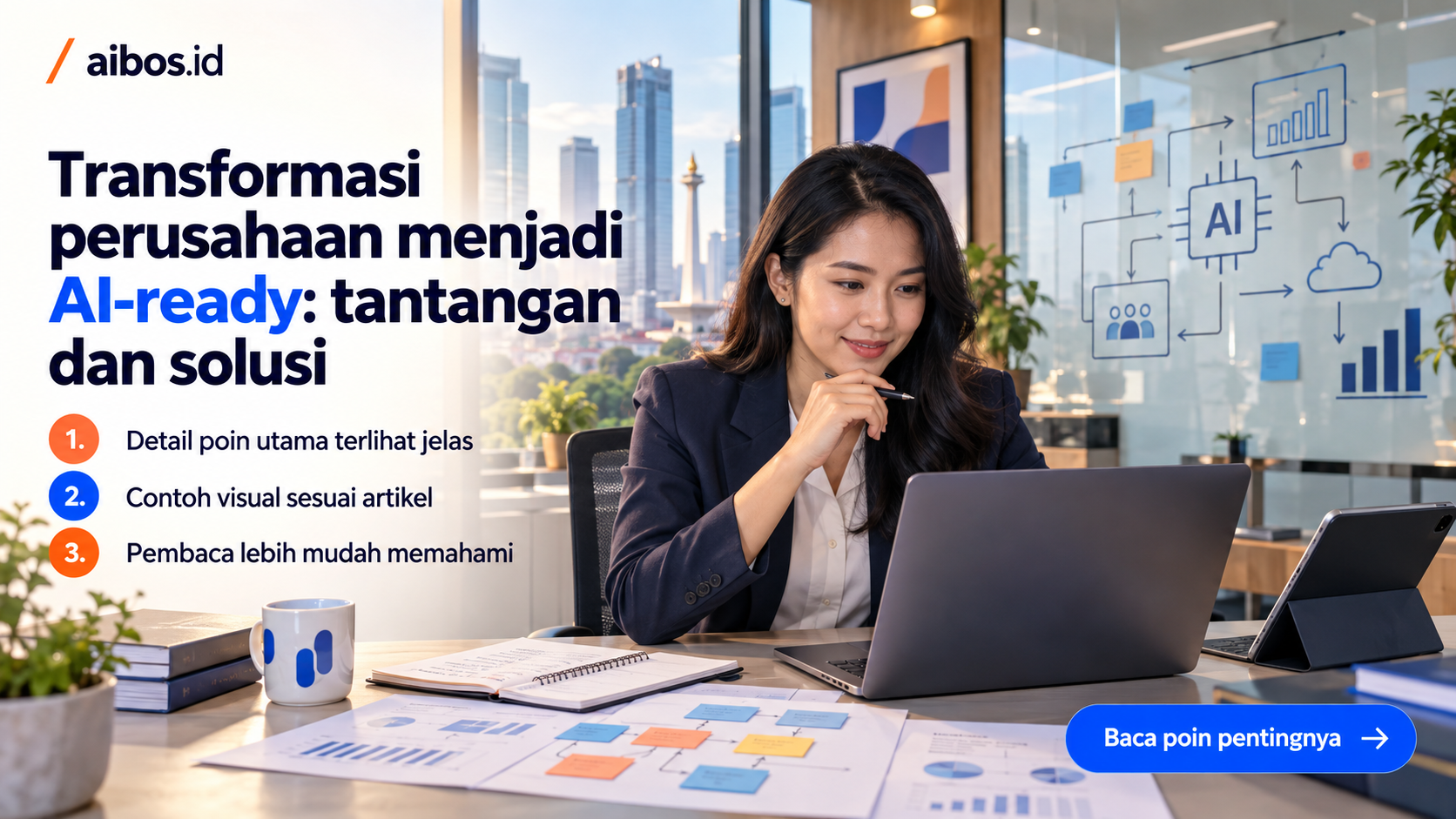 Ilustrasi AI untuk bisnis - Transformasi perusahaan menjadi AI-ready: tantangan dan solusi
