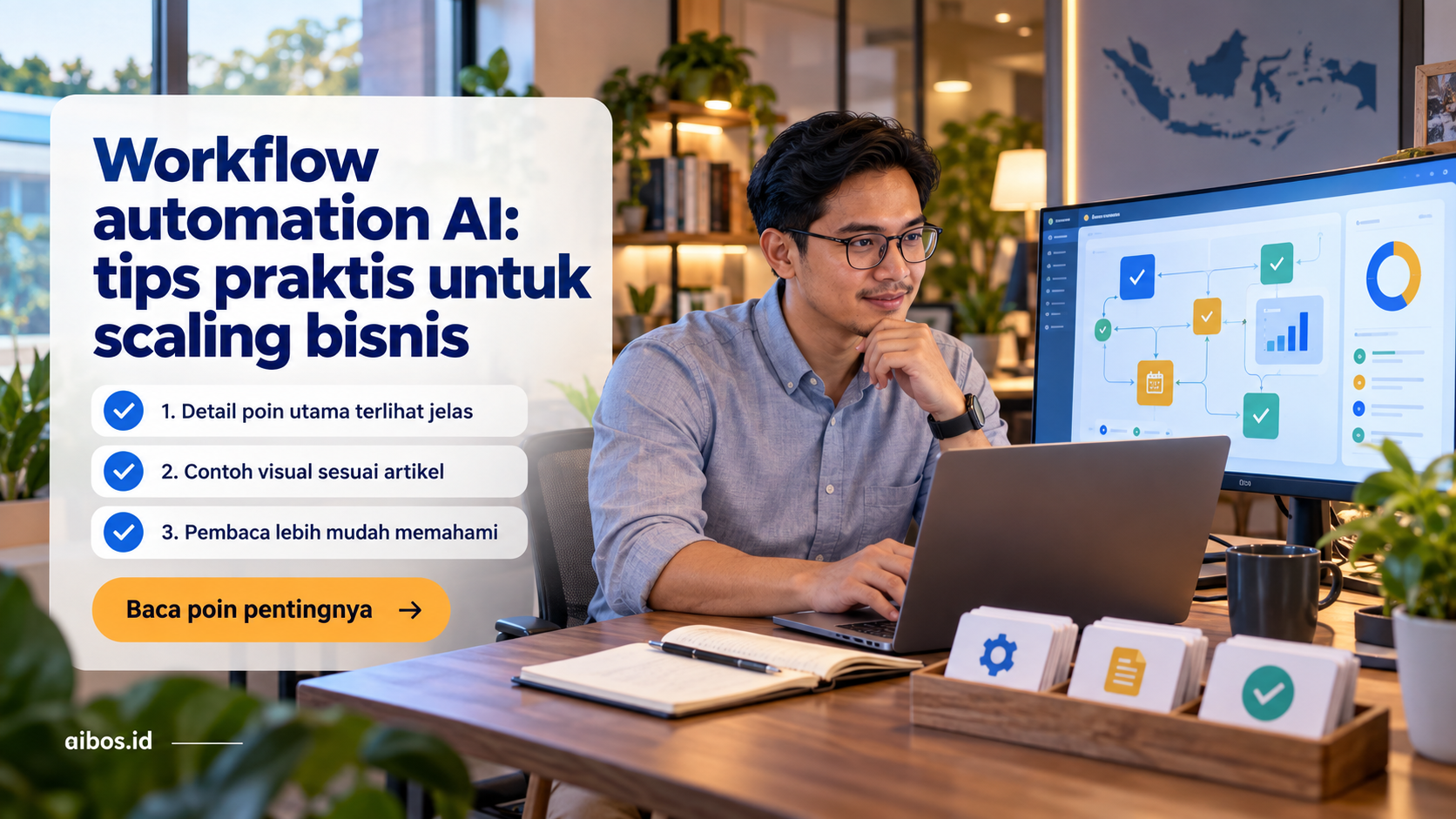 Ilustrasi AI untuk bisnis - Workflow automation AI: tips praktis untuk scaling bisnis