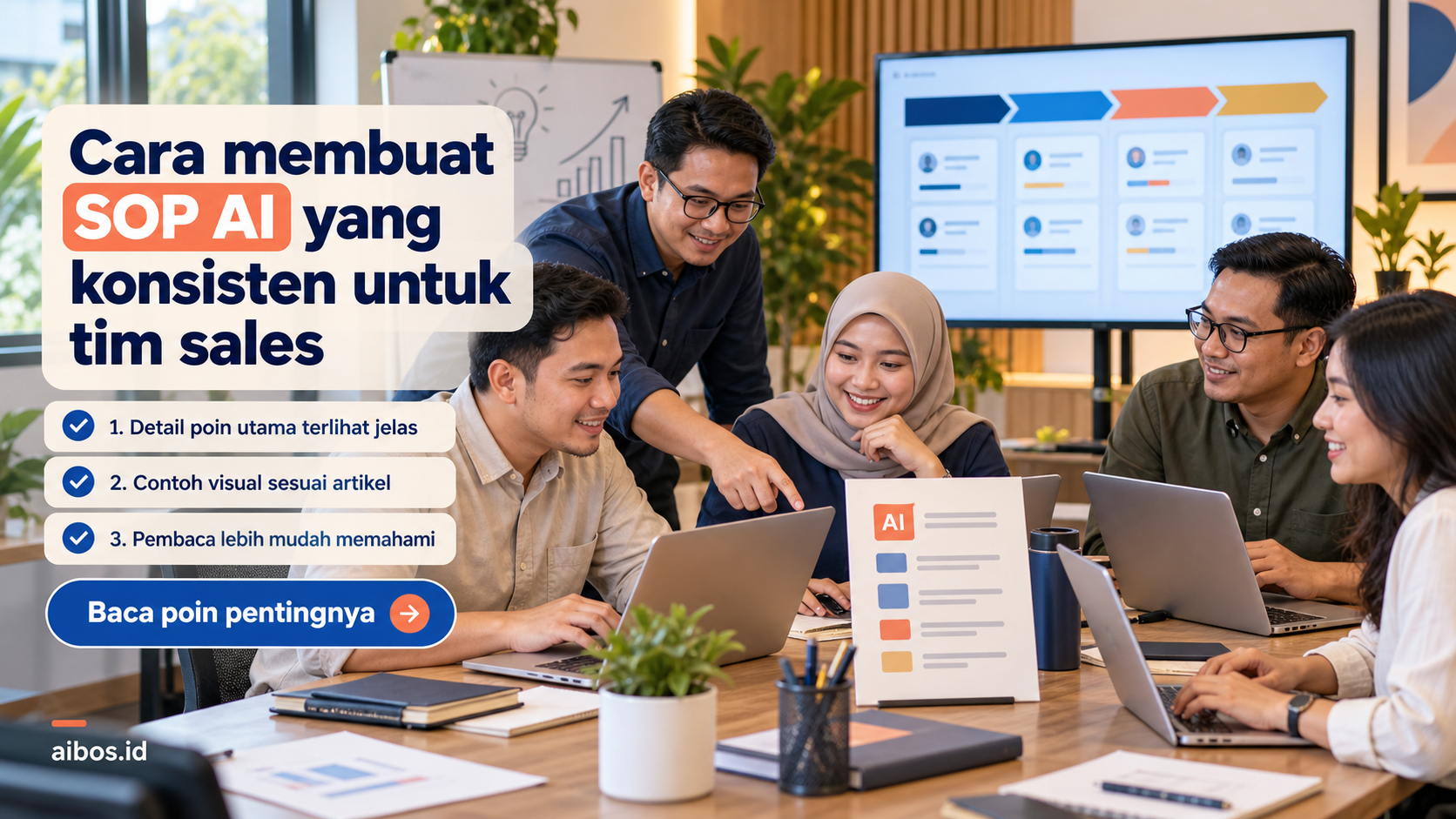Ilustrasi AI untuk bisnis - Cara membuat SOP AI yang konsisten untuk tim sales