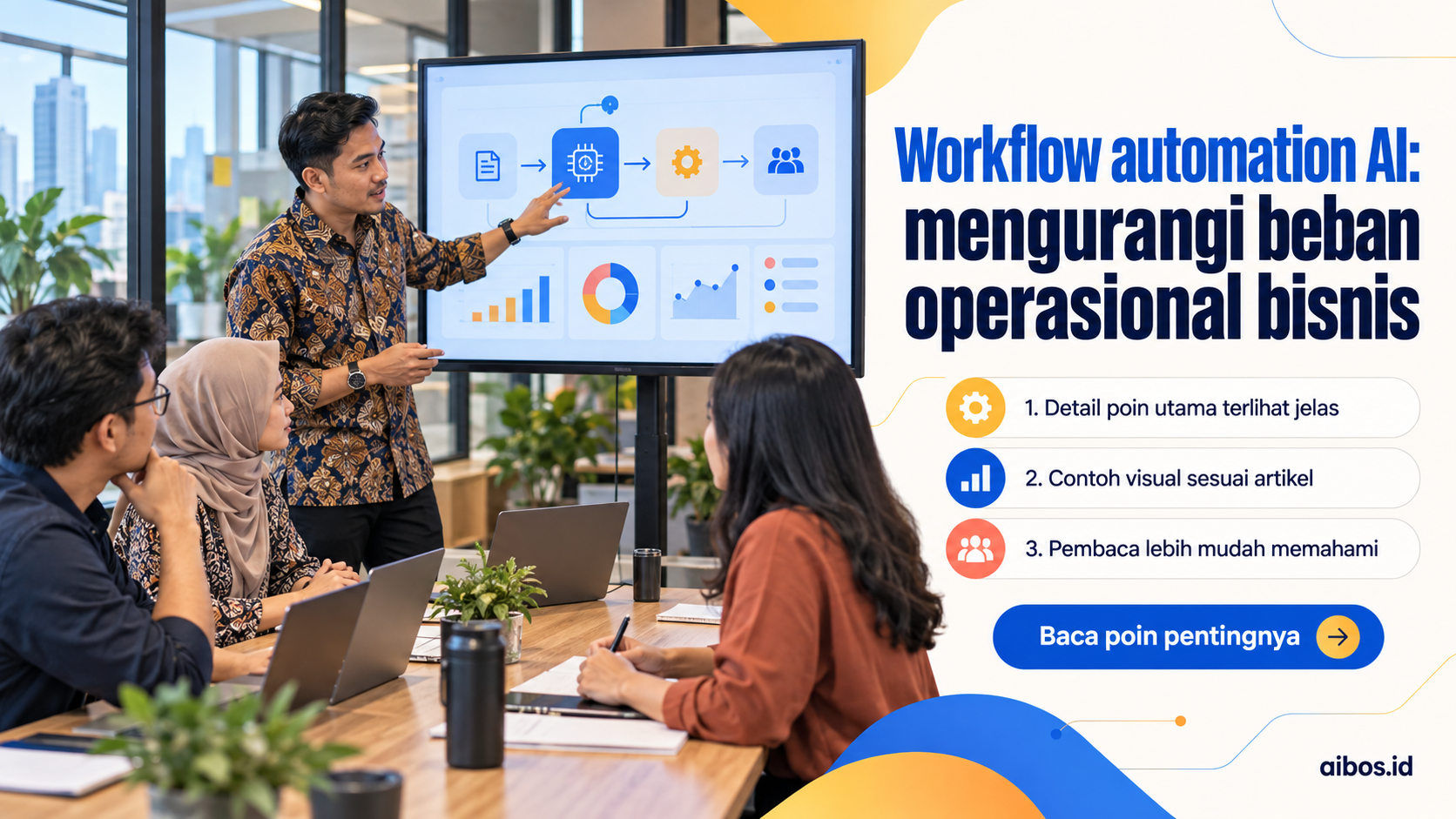 Ilustrasi AI untuk bisnis - Workflow automation AI: mengurangi beban operasional bisnis