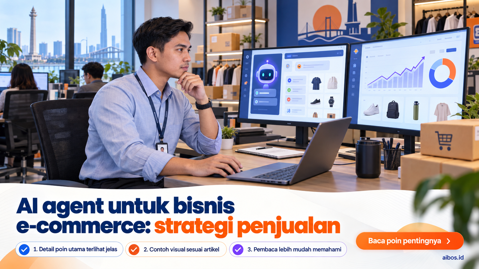 Ilustrasi AI untuk bisnis - AI agent untuk bisnis e‑commerce: strategi penjualan