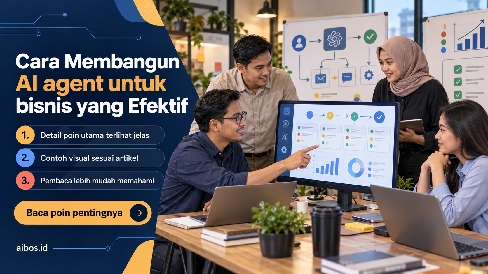 Ilustrasi AI untuk bisnis - Cara Membangun AI agent untuk bisnis yang Efektif