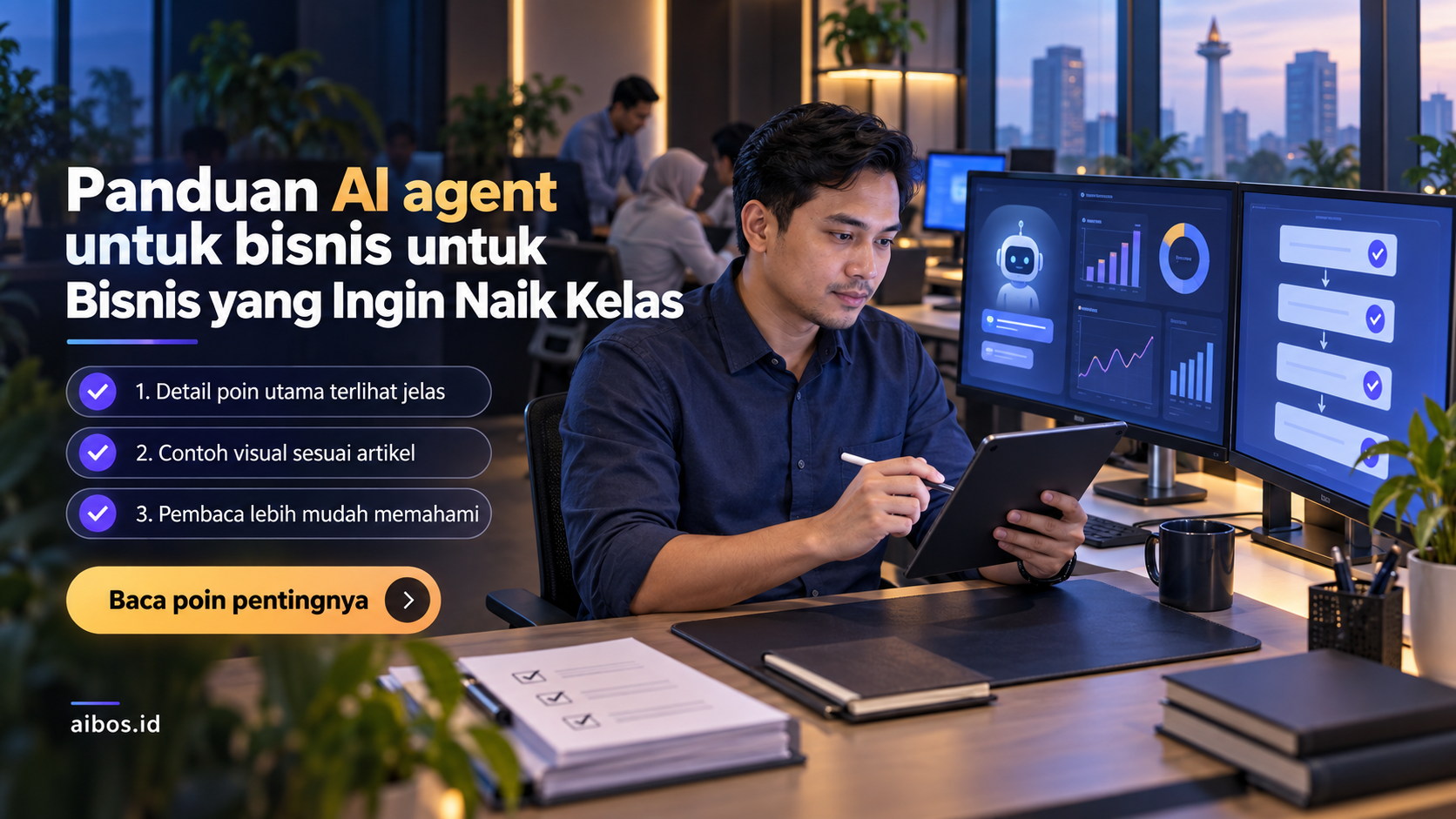 Ilustrasi AI untuk bisnis - Panduan AI agent untuk bisnis untuk Bisnis yang Ingin Naik Kelas