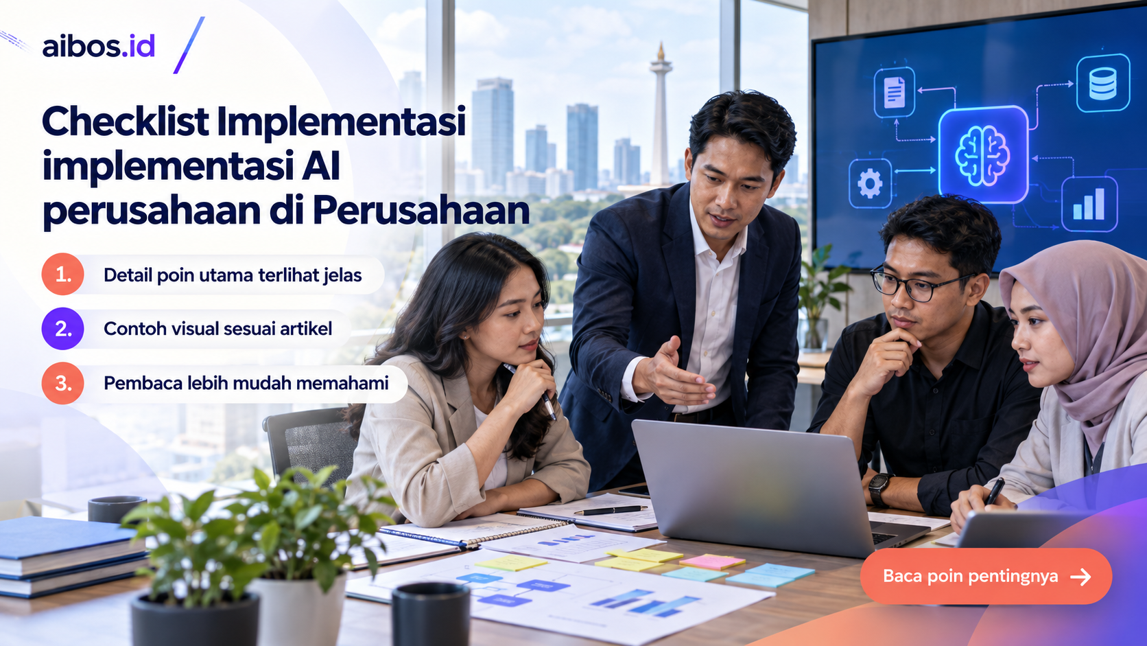 Ilustrasi AI untuk bisnis - Checklist Implementasi implementasi AI perusahaan di Perusahaan