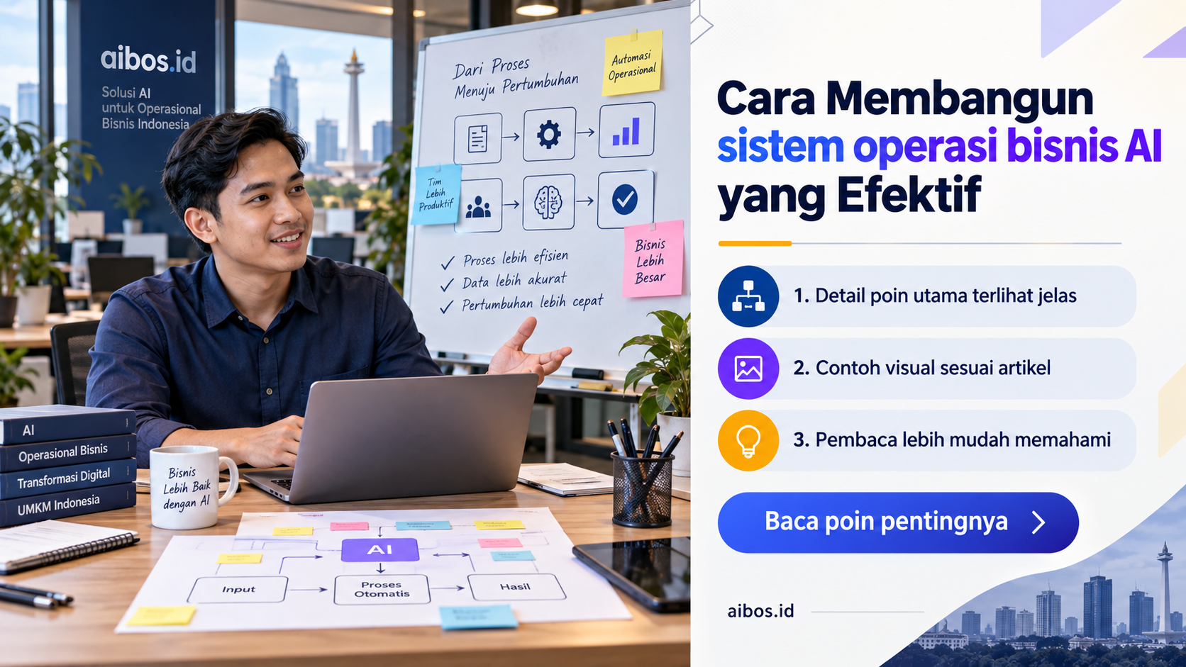 Ilustrasi AI untuk bisnis - Cara Membangun sistem operasi bisnis AI yang Efektif