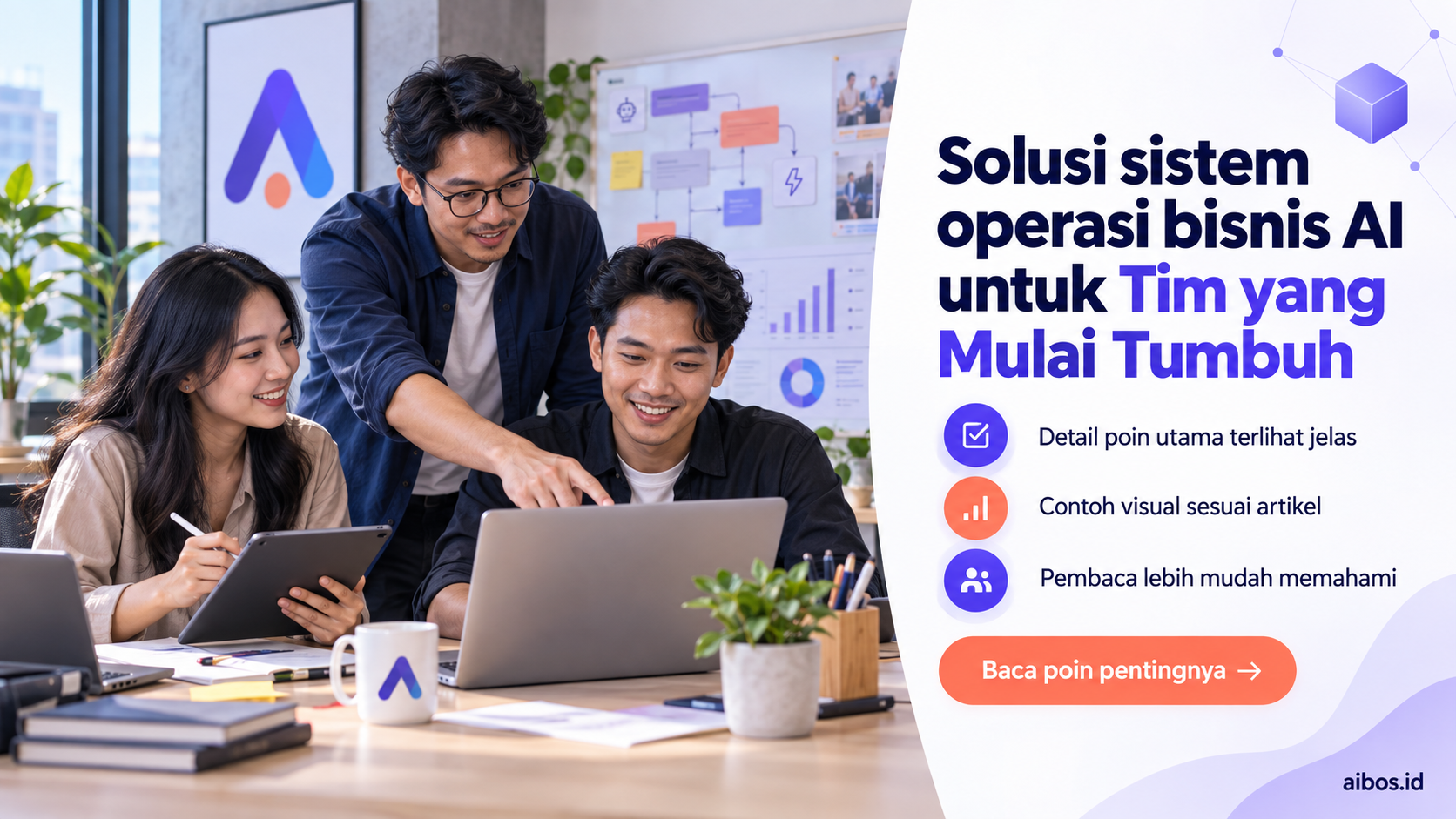 Ilustrasi AI untuk bisnis - Solusi sistem operasi bisnis AI untuk Tim yang Mulai Tumbuh