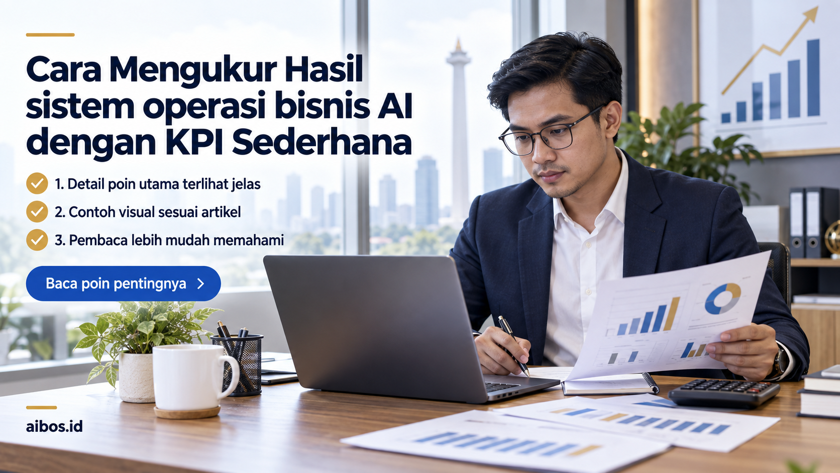 Ilustrasi AI untuk bisnis - Cara Mengukur Hasil sistem operasi bisnis AI dengan KPI Sederhana
