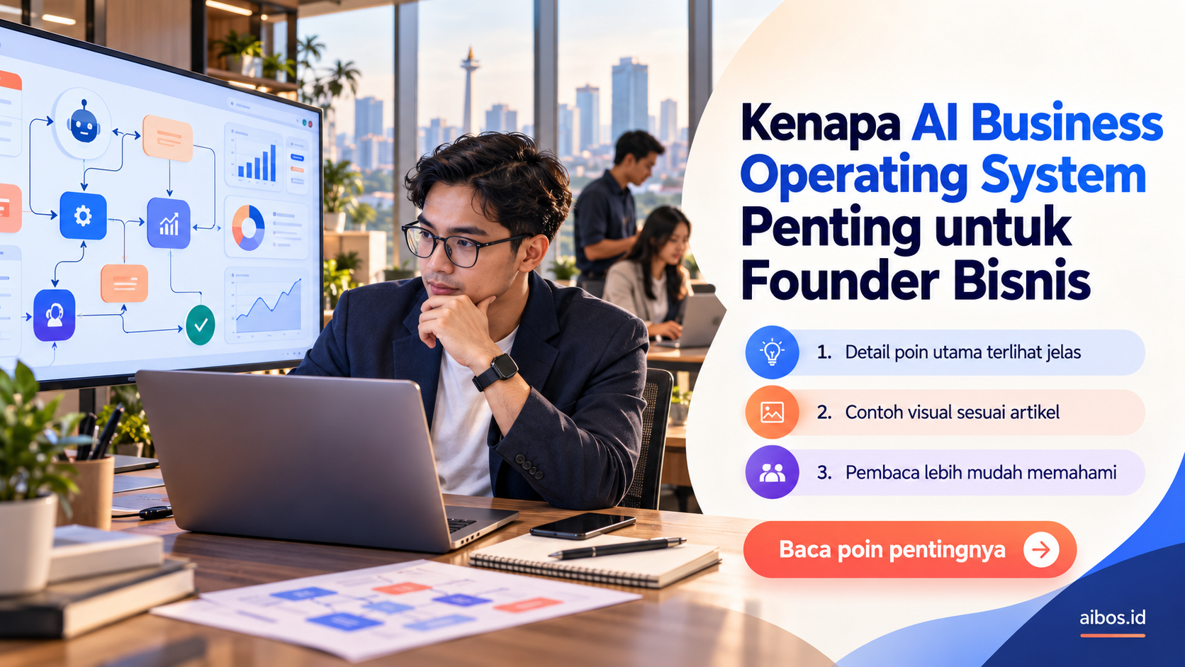 Ilustrasi AI untuk bisnis - Kenapa AI Business Operating System Penting untuk Founder Bisnis
